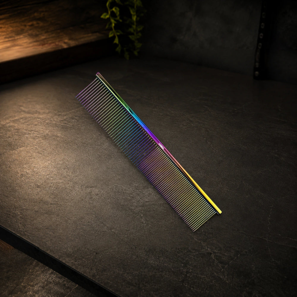 7.5" Lux Coarse and Fine Straight Comb photographed on the VUNRO professional workbench