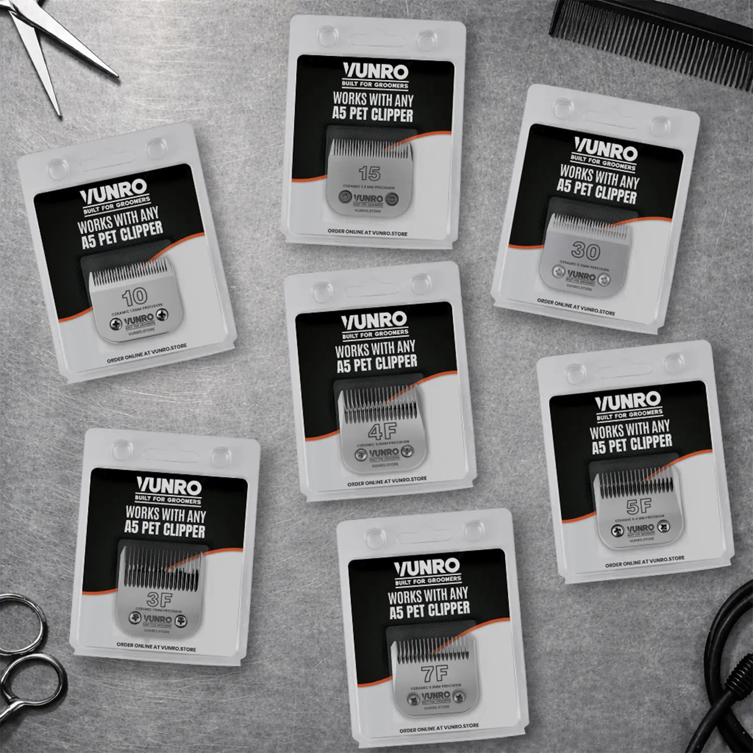 Full Set of Ceramic Clipper Blades with SuperZirconia Cutters by VUNRO